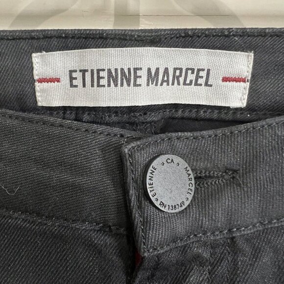 ETIENNE MARCEL Revolve Studded Skinny Black Jeans Size 26 Dark Denim Distressed - Picture 4 of 13